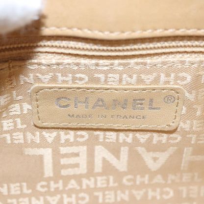 CHANEL Choco Bar line Shoulder Bag Suede Beige CC FF4152