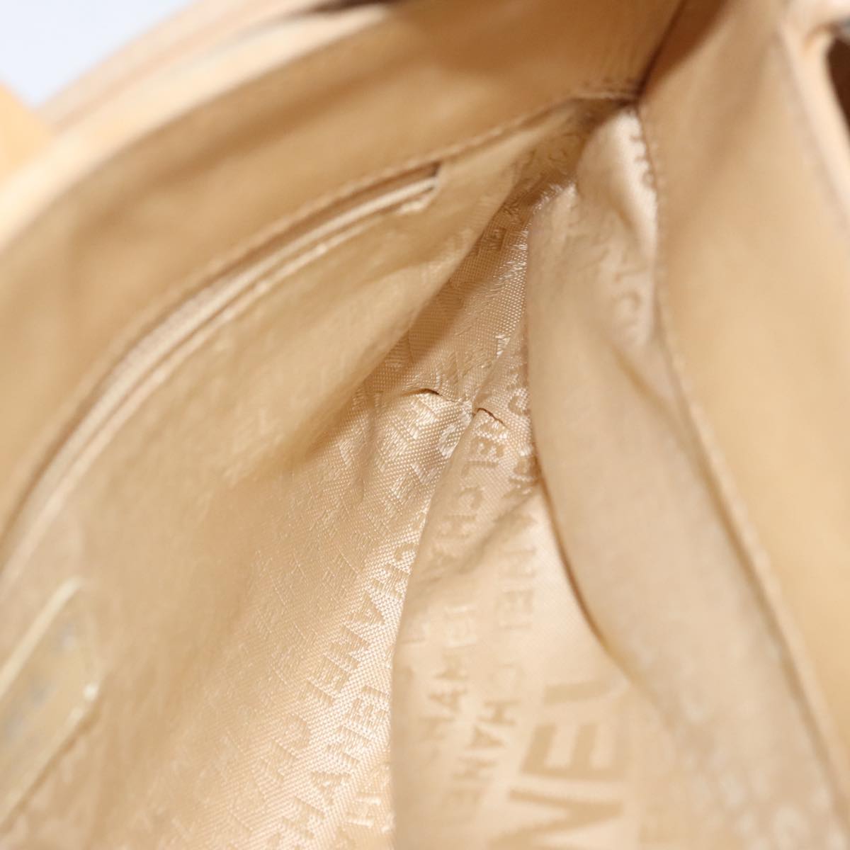 CHANEL Choco Bar line Shoulder Bag Suede Beige CC FF4152