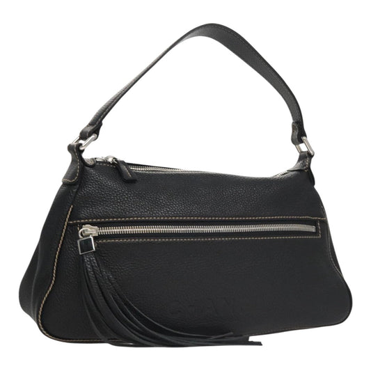 CHANEL Shoulder Bag Caviar Skin Black CC FF4222