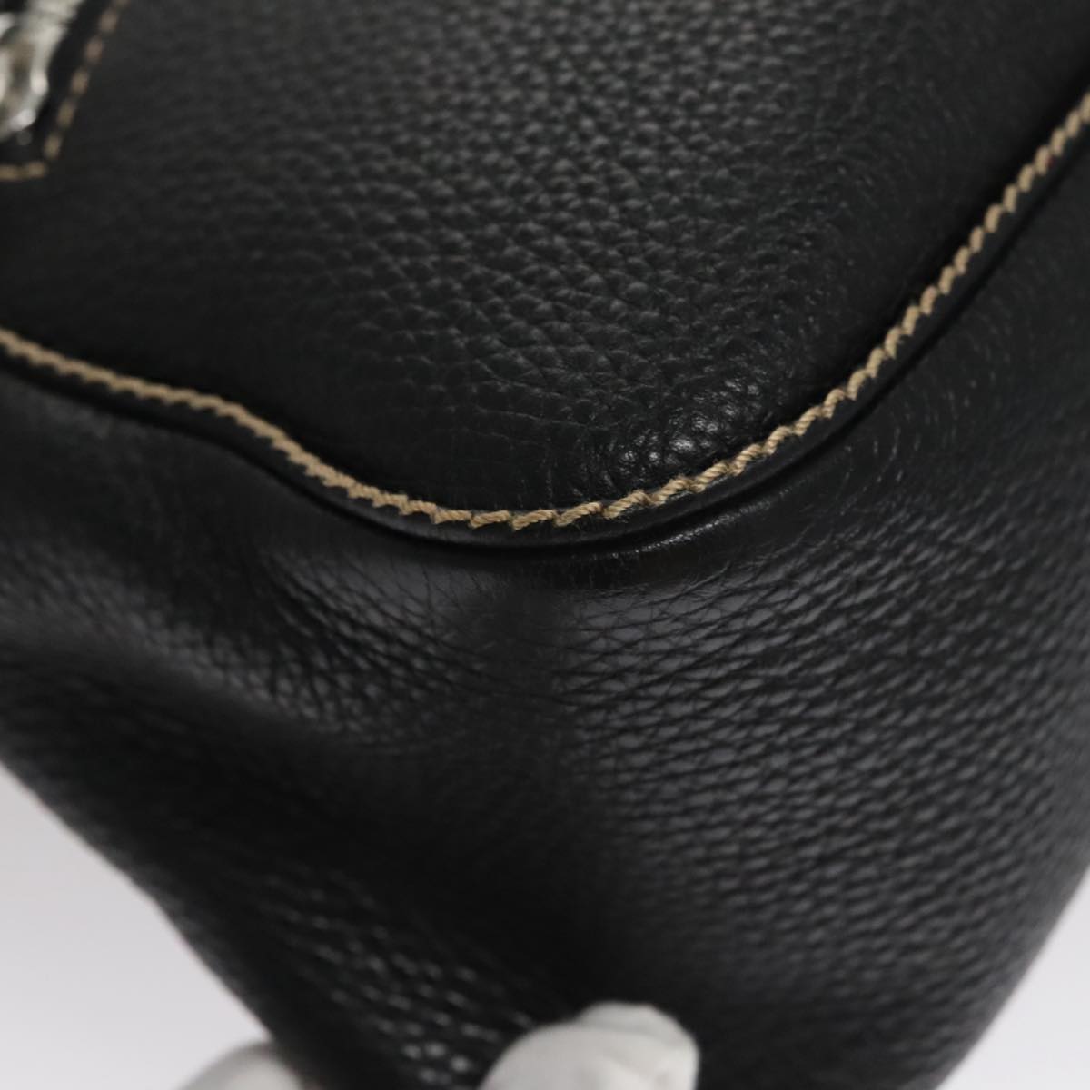 CHANEL Shoulder Bag Caviar Skin Black CC FF4222