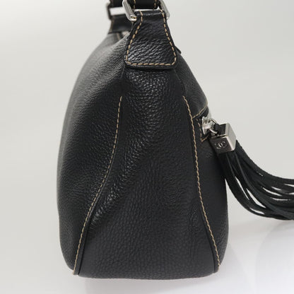 CHANEL Shoulder Bag Caviar Skin Black CC FF4222