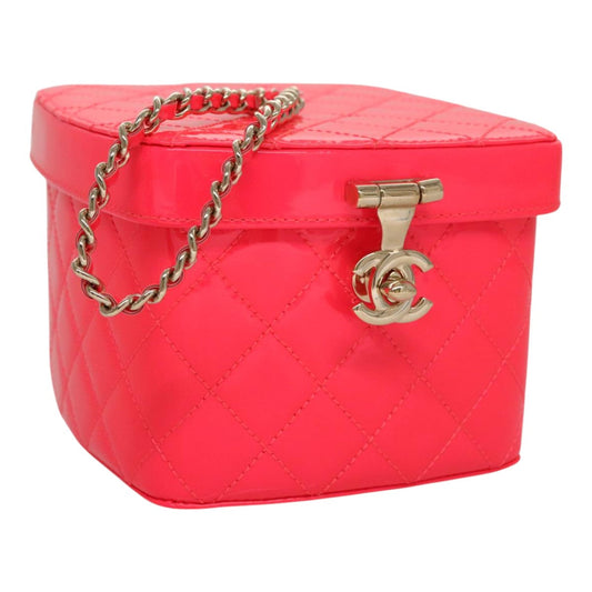 CHANEL Vanity Cosmetic Pouch Enamel Pink CC FF4627A
