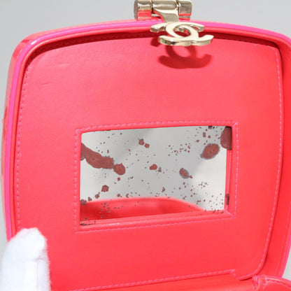 CHANEL Vanity Cosmetic Pouch Enamel Pink CC FF4627A