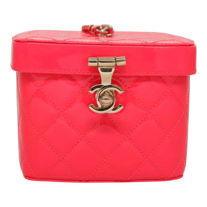 CHANEL Vanity Cosmetic Pouch Enamel Pink CC FF4627A