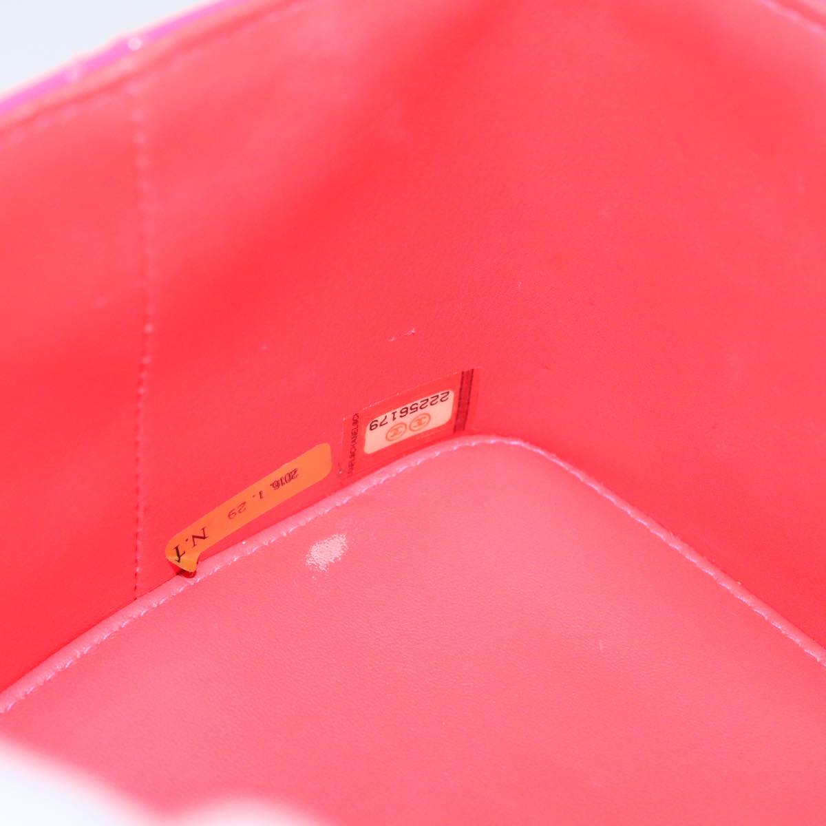 CHANEL Vanity Cosmetic Pouch Enamel Pink CC FF4627A