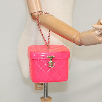 CHANEL Vanity Cosmetic Pouch Enamel Pink CC FF4627A