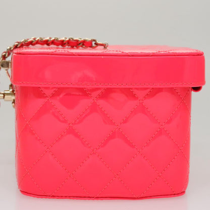 CHANEL Vanity Cosmetic Pouch Enamel Pink CC FF4627A