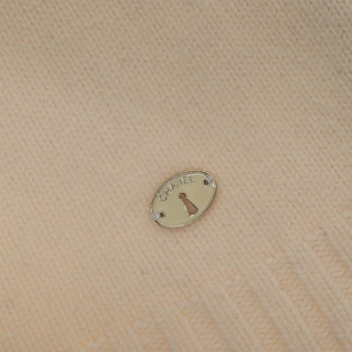 CHANEL Turtleneck Wool Beige CC FF4814