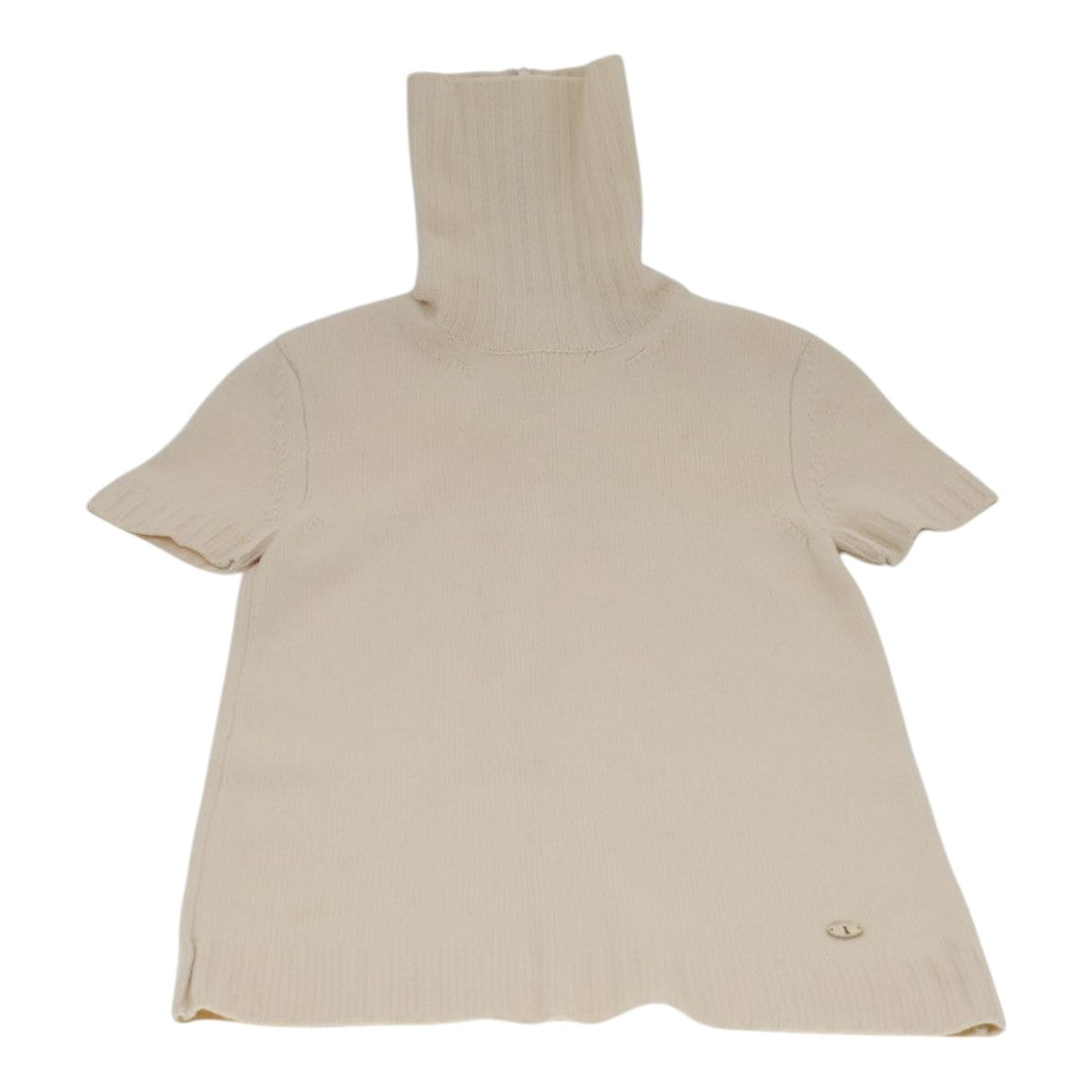 CHANEL Turtleneck Wool Beige CC FF4814