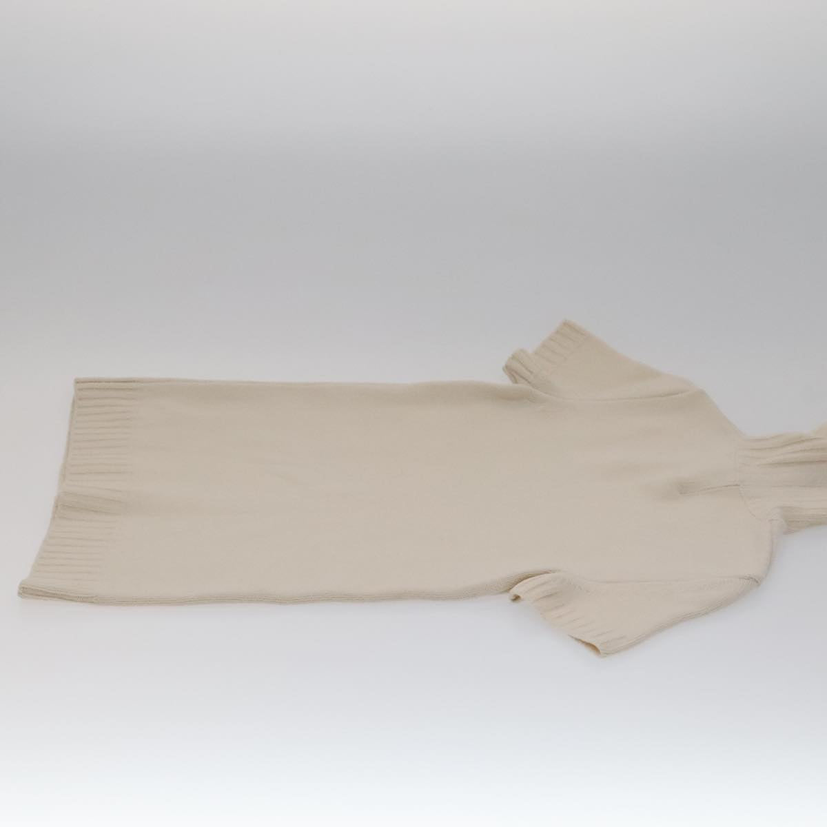CHANEL Turtleneck Wool Beige CC FF4814