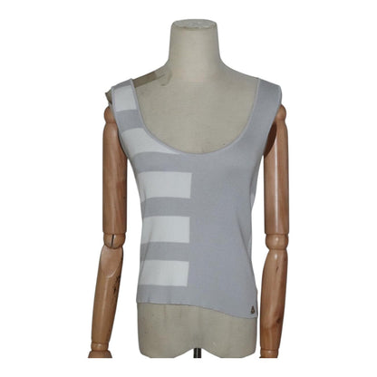CHANEL Tank Top Cotton 38 Gray CC FF4830
