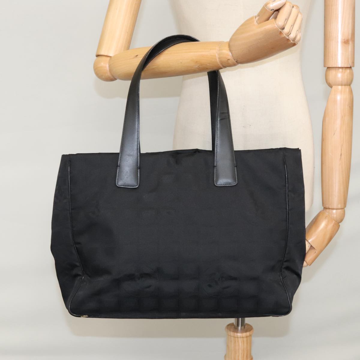 CHANEL New Travel line Tote Bag Nylon Black CC FF5445
