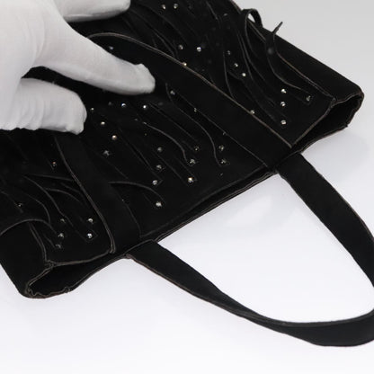 CHANEL Tote Bag Suede Black CC FF5957
