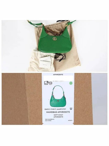 Gucci Aphrodite Small Logo Chain Shoulder Bag Green
