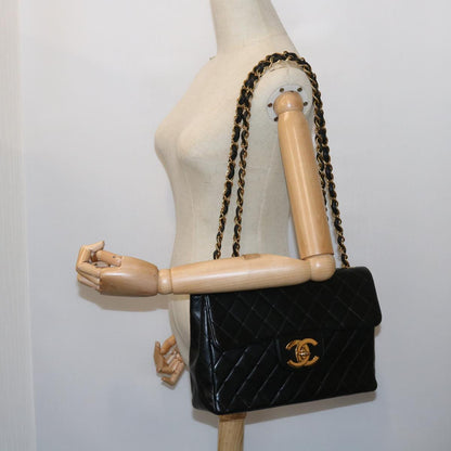 CHANEL Big Matelasse Chain Shoulder Bag Leather Black CC fm2835