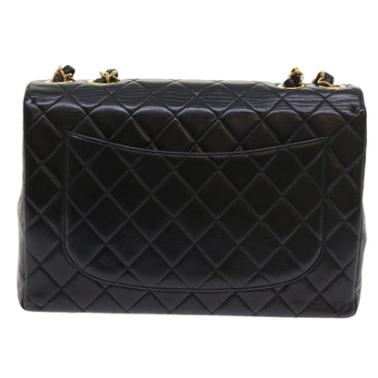 CHANEL Big Matelasse Chain Shoulder Bag Leather Black CC fm2835