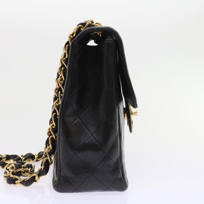 CHANEL Big Matelasse Chain Shoulder Bag Leather Black CC fm2835