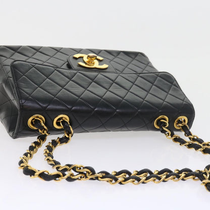 CHANEL Big Matelasse Chain Shoulder Bag Leather Black CC fm2835
