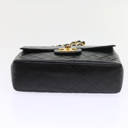 CHANEL Big Matelasse Chain Shoulder Bag Leather Black CC fm2835