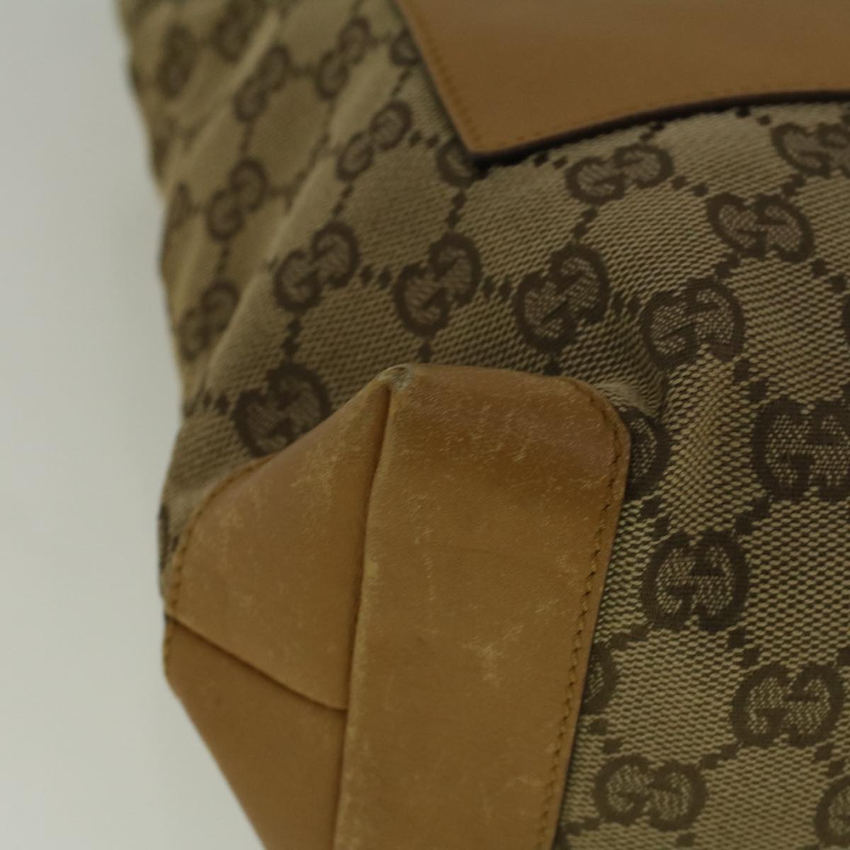 GUCCI GG Canvas Sherry Line Tote Bag Beige Orange  fm2946