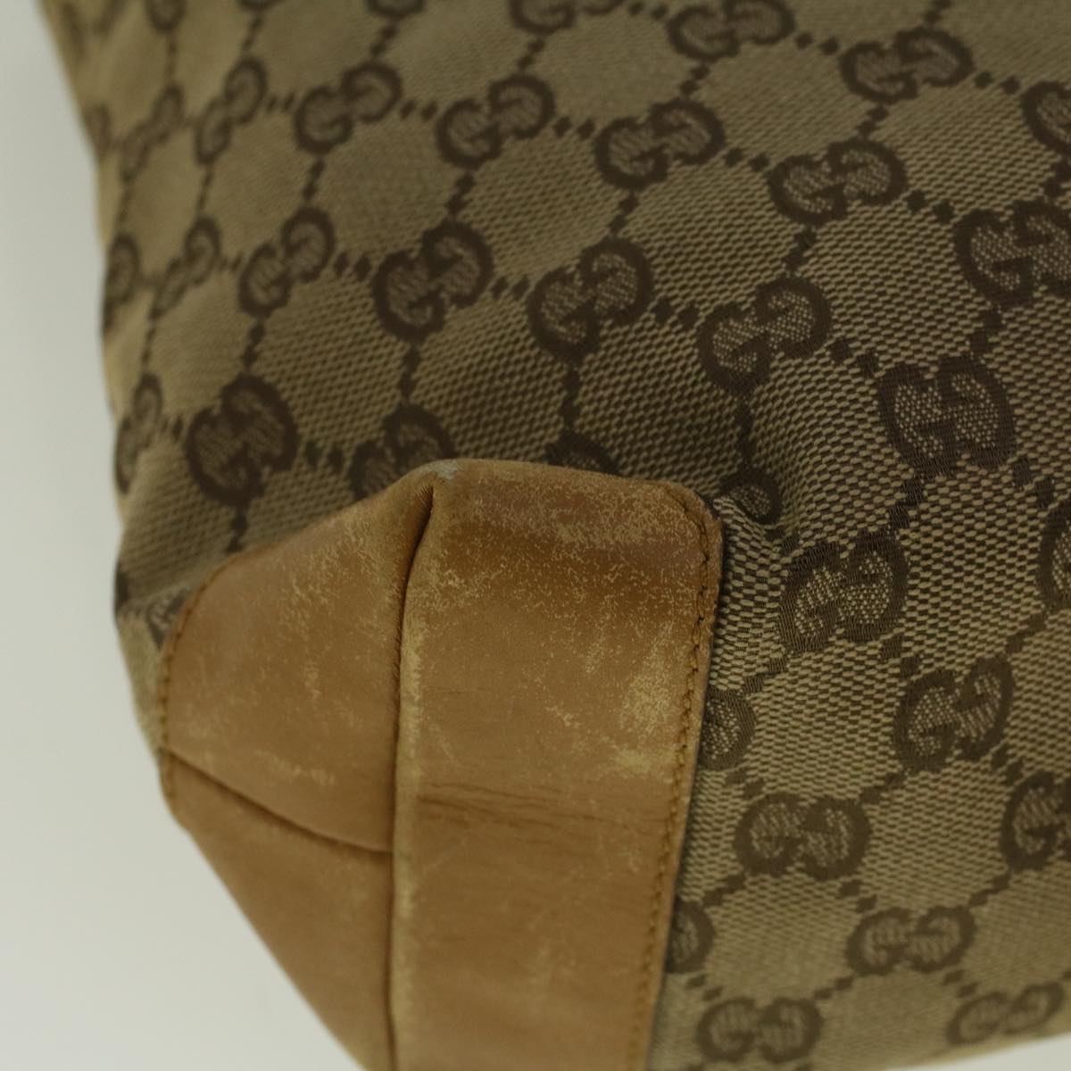 GUCCI GG Canvas Sherry Line Tote Bag Beige Orange  fm2946