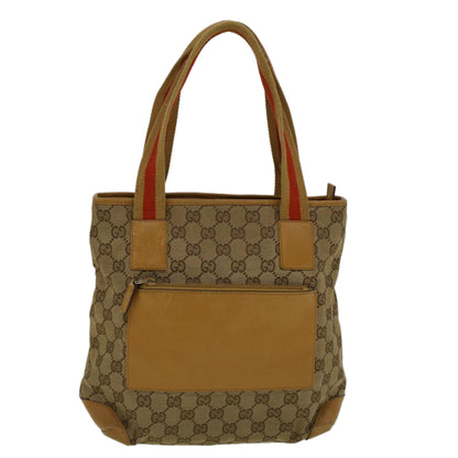 GUCCI GG Canvas Sherry Line Tote Bag Beige Orange  fm2946