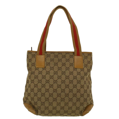 GUCCI GG Canvas Sherry Line Tote Bag Beige Orange  fm2946