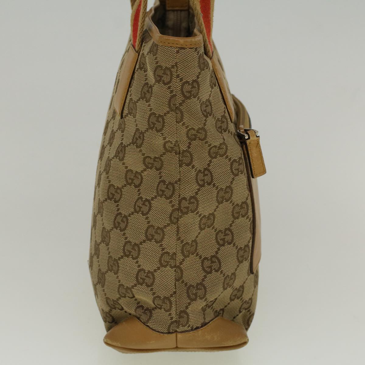 GUCCI GG Canvas Sherry Line Tote Bag Beige Orange  fm2946
