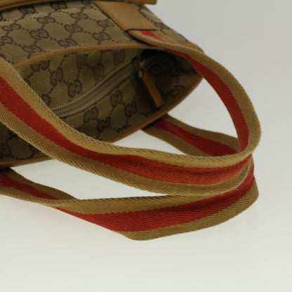 GUCCI GG Canvas Sherry Line Tote Bag Beige Orange  fm2946