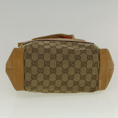GUCCI GG Canvas Sherry Line Tote Bag Beige Orange  fm2946