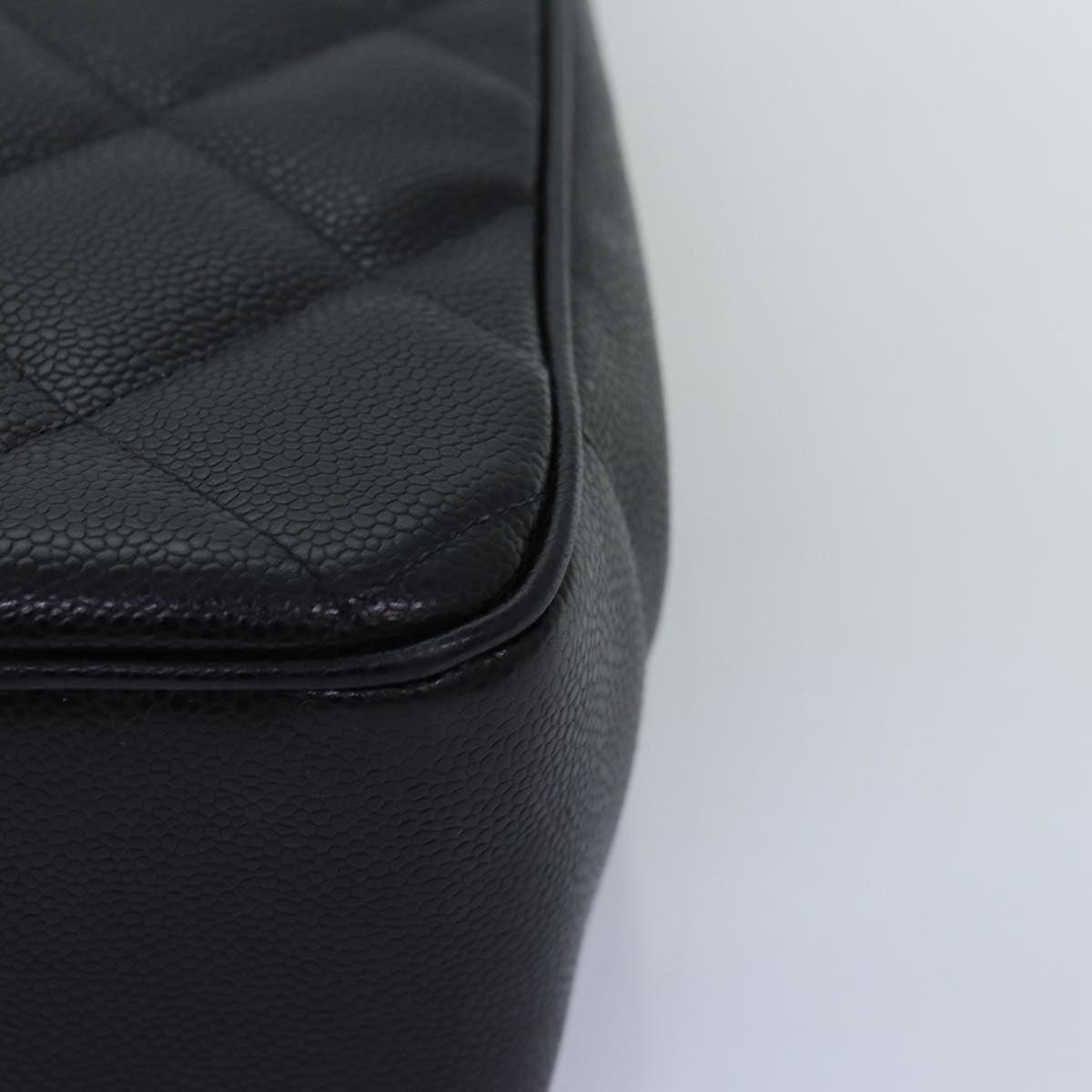 CHANEL Big Matelasse Chain Shoulder Bag Caviar Skin Black CC fm3373A