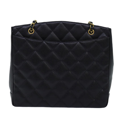 CHANEL Big Matelasse Chain Shoulder Bag Caviar Skin Black CC fm3373A