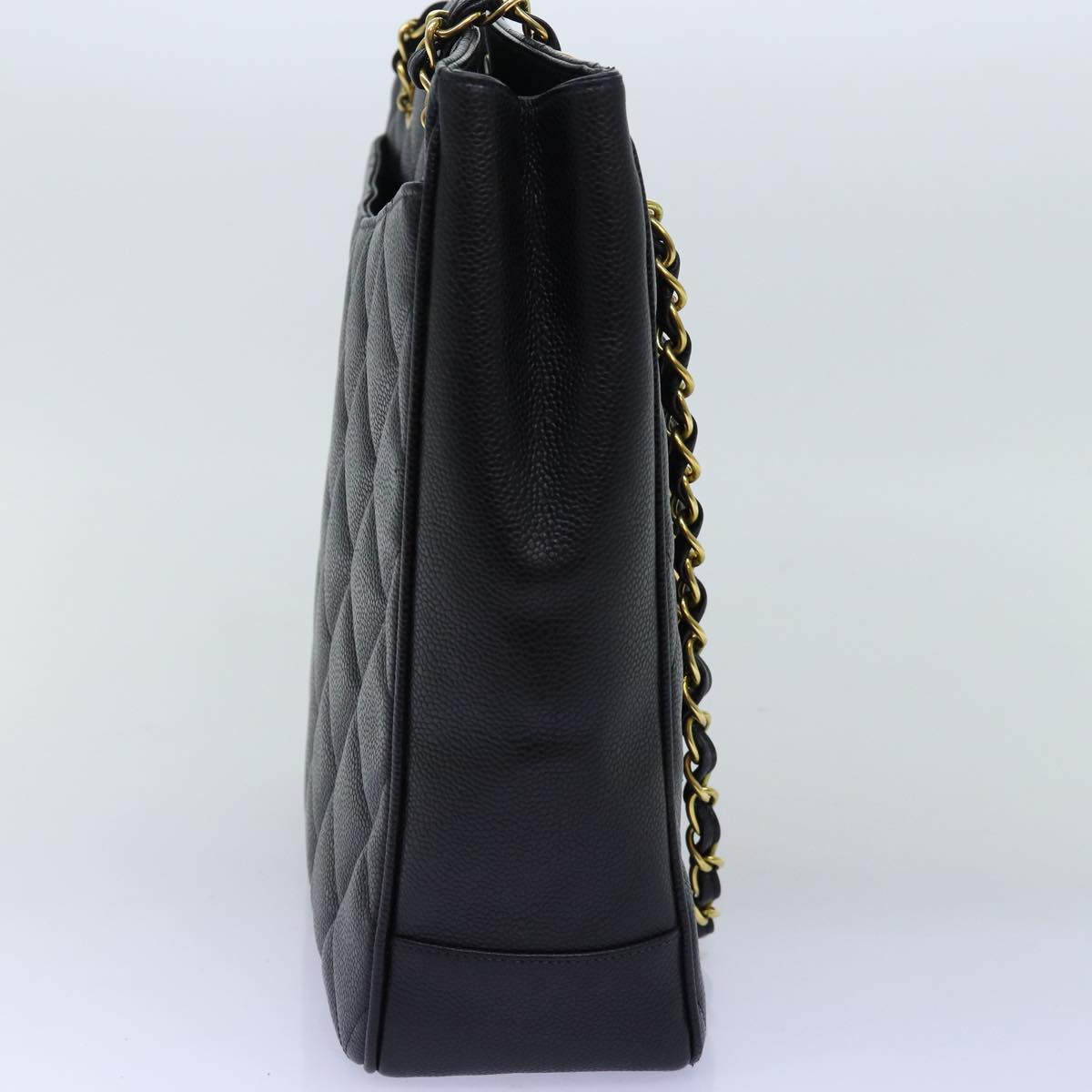 CHANEL Big Matelasse Chain Shoulder Bag Caviar Skin Black CC fm3373A