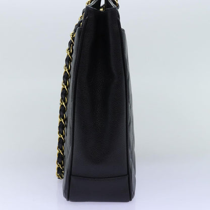 CHANEL Big Matelasse Chain Shoulder Bag Caviar Skin Black CC fm3373A
