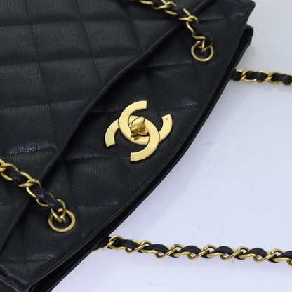 CHANEL Big Matelasse Chain Shoulder Bag Caviar Skin Black CC fm3373A