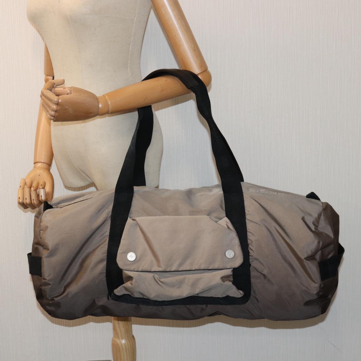 CHANEL Sports Line Boston Bag Nylon Black Gray CC fm3627