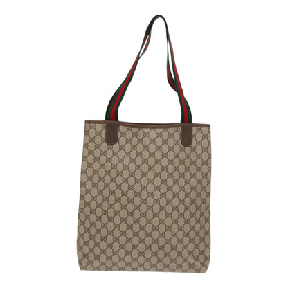 GUCCI GG Supreme Web Sherry Line Tote Bag PVC Beige 39 02 003  fm3734