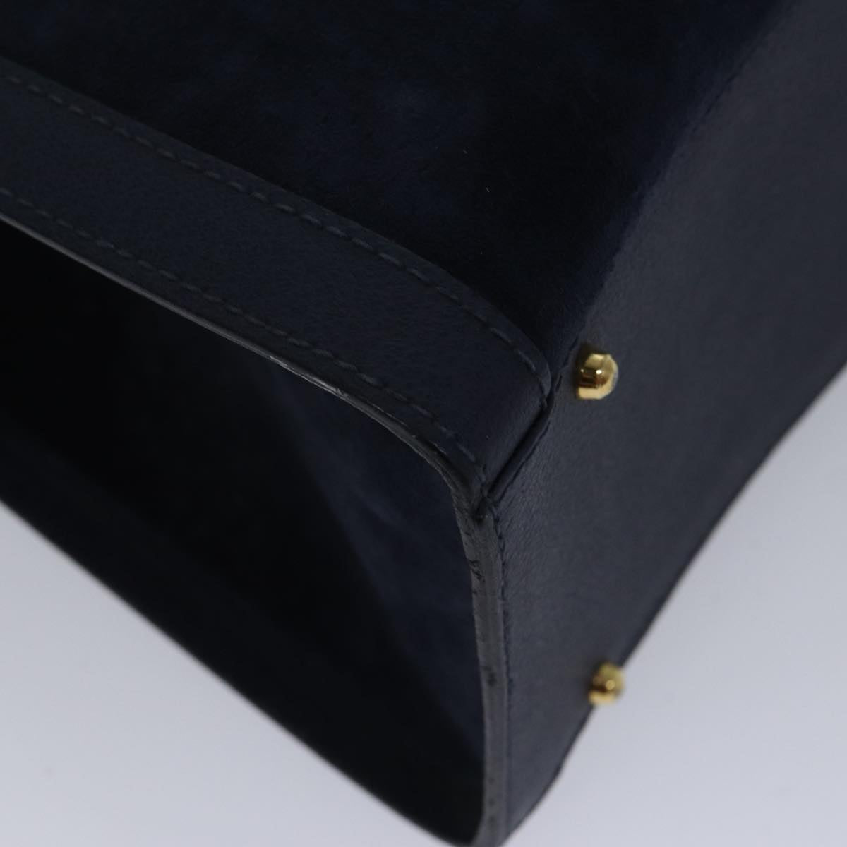 GUCCI Bamboo Hand Bag Suede Leather Navy Gold 002 123 0260  fm3756
