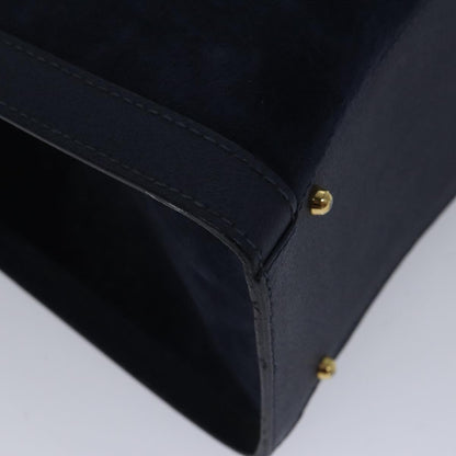 GUCCI Bamboo Hand Bag Suede Leather Navy Gold 002 123 0260  fm3756
