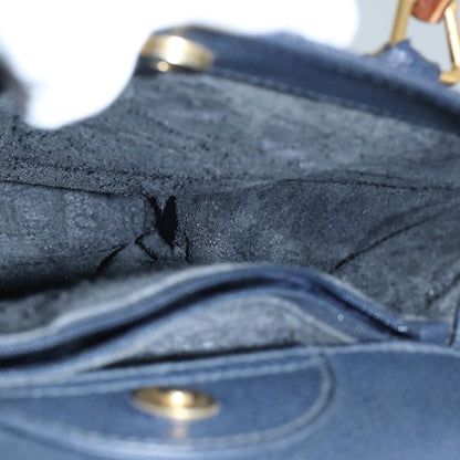 GUCCI Bamboo Hand Bag Suede Leather Navy Gold 002 123 0260  fm3756
