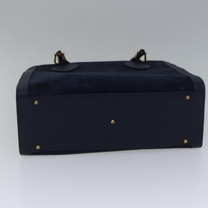 GUCCI Bamboo Hand Bag Suede Leather Navy Gold 002 123 0260  fm3756