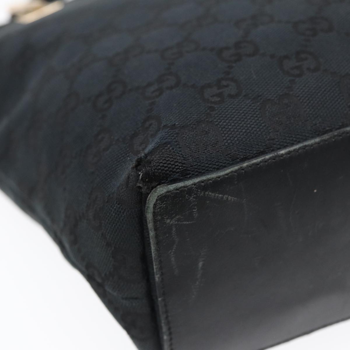 GUCCI GG Canvas Tote Bag Black Gold 002 1099 2404  fm3780