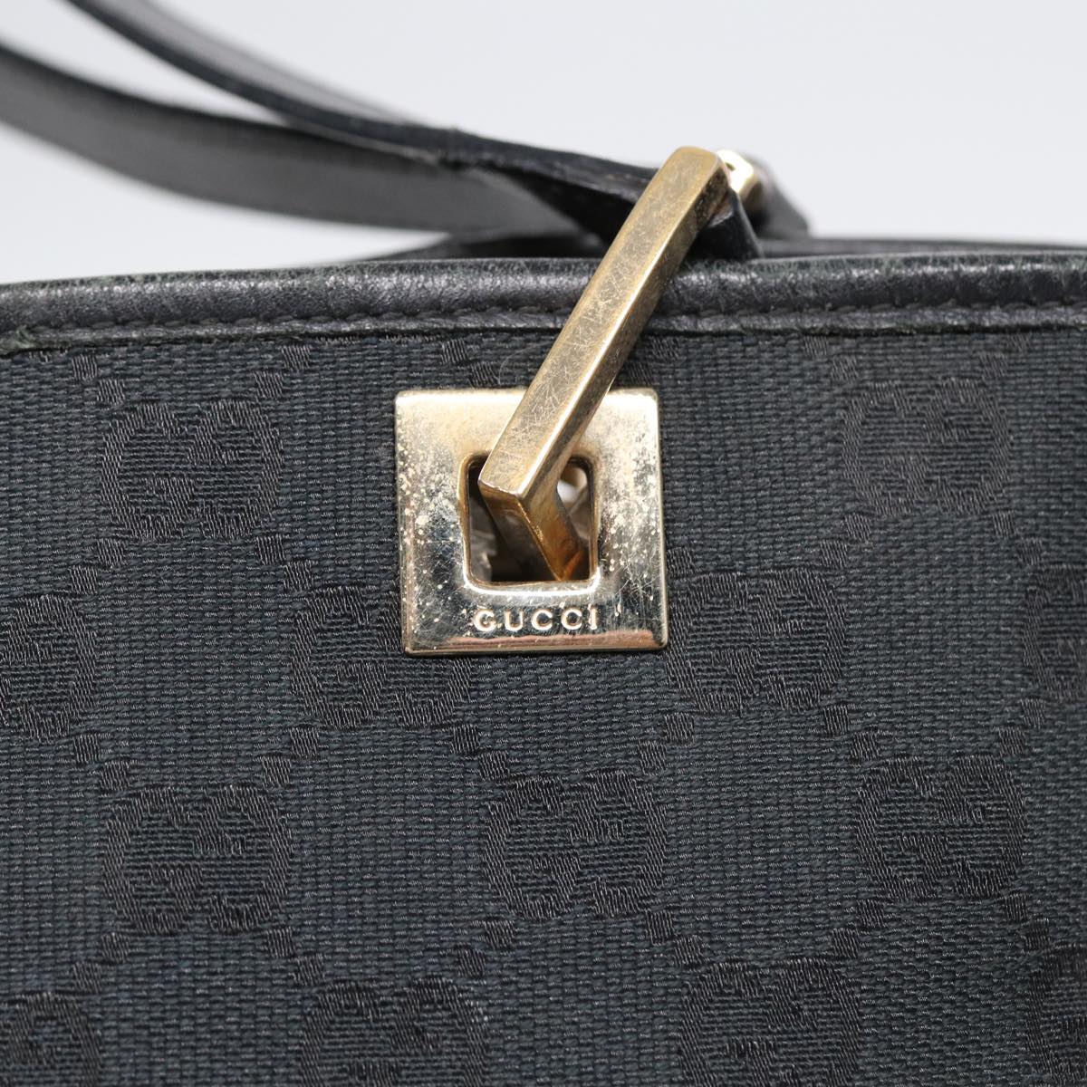 GUCCI GG Canvas Tote Bag Black Gold 002 1099 2404  fm3780