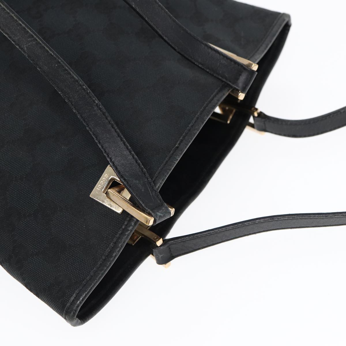 GUCCI GG Canvas Tote Bag Black Gold 002 1099 2404  fm3780
