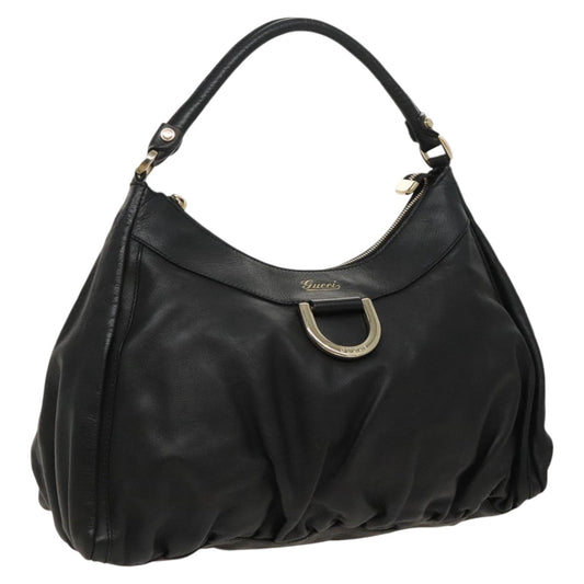 GUCCI Abbey Hand Bag Leather Black Gold 189833  fm4007