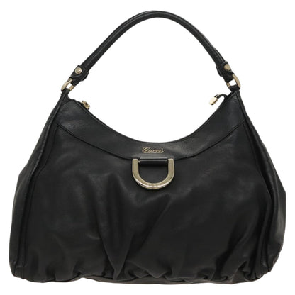 GUCCI Abbey Hand Bag Leather Black Gold 189833  fm4007