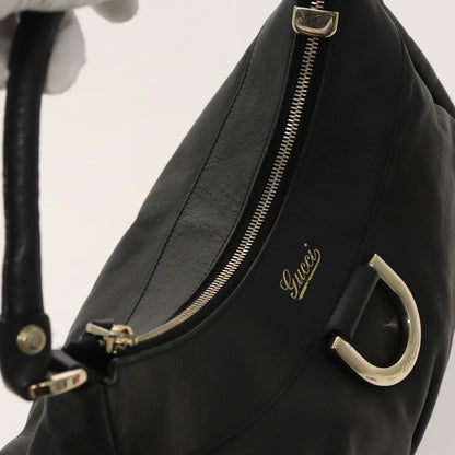 GUCCI Abbey Hand Bag Leather Black Gold 189833  fm4007