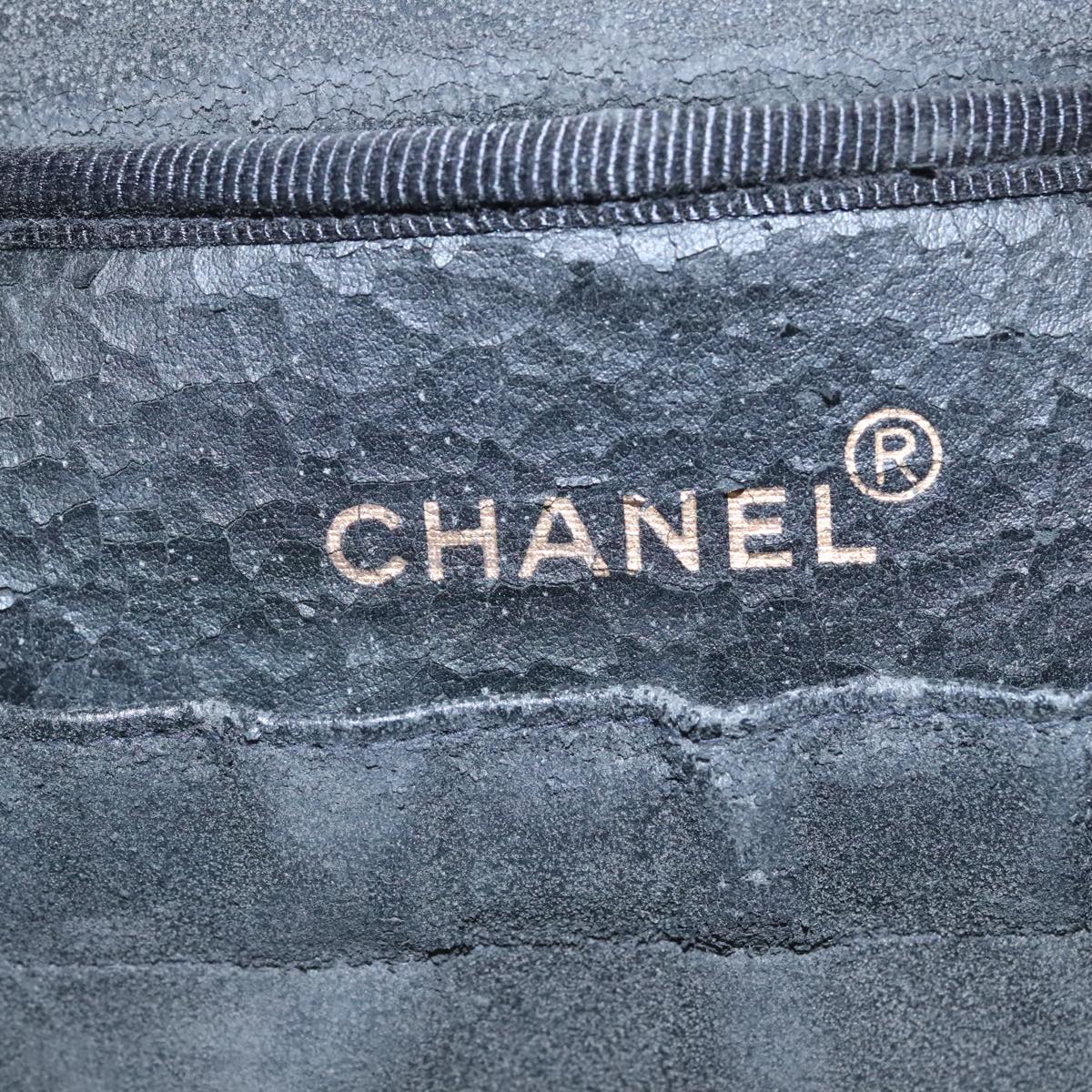 CHANEL Vanity COCO Mark Pouch Caviar Skin Black Gold CC fm4039