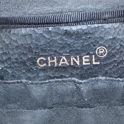 CHANEL Vanity COCO Mark Pouch Caviar Skin Black Gold CC fm4039
