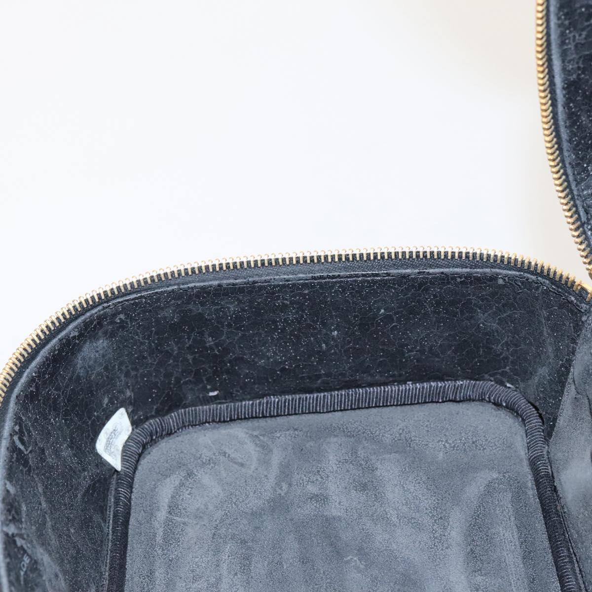 CHANEL Vanity COCO Mark Pouch Caviar Skin Black Gold CC fm4039